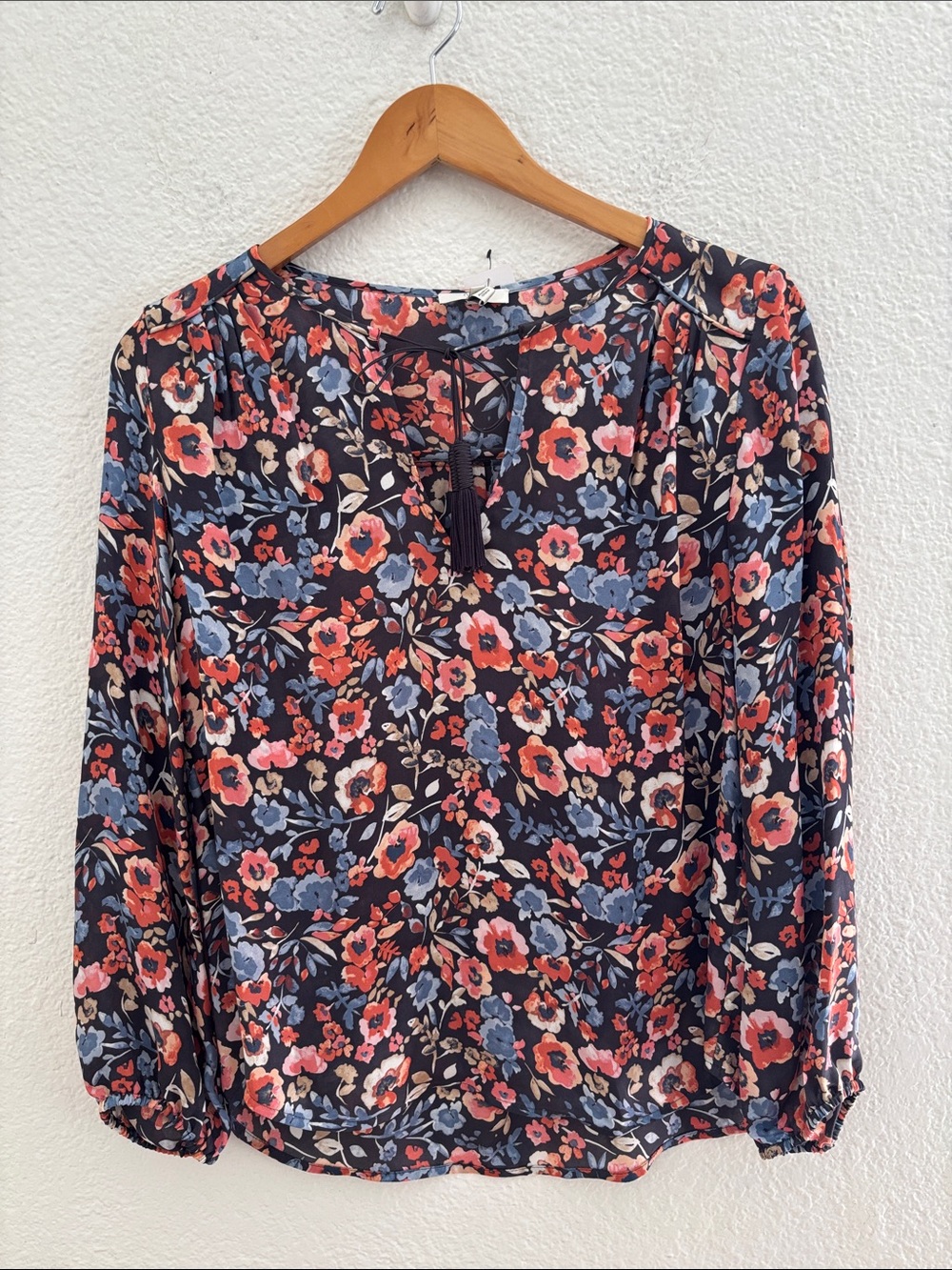 NEW Joie 100% Silk Odelette Floral Boho Blouse Fringe Ties XS MSRP $195